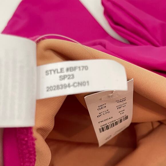 NWT J. Crew 2023 10 Bow One Shoulder One Piece Swimsuit Radiant Fuschia BF170 - Picture 9 of 10